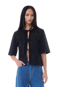 You added <b><u>GANNI F9328 Broiderie Anglaise Tie Blouse in Black</u></b> to your cart.