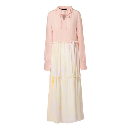 EM Tiered ruffle collar dress in pink marble