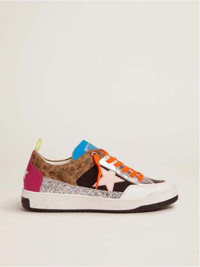 GG Yeah Nylon and Leopard Suede Trainers in Multi