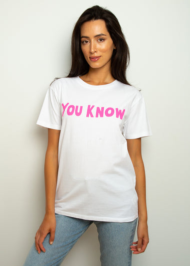 BF You Know Tee in White, Pink