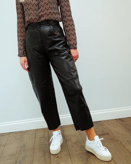 SLF Agnes cropped leather pant in black