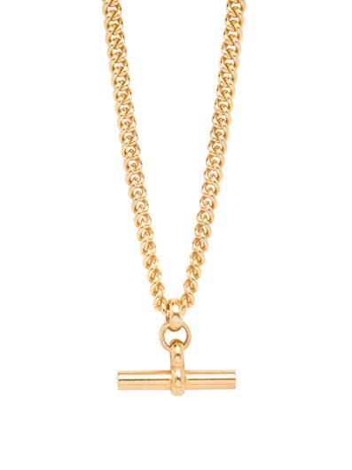 TS Gold T-Bar Curb Link Necklace