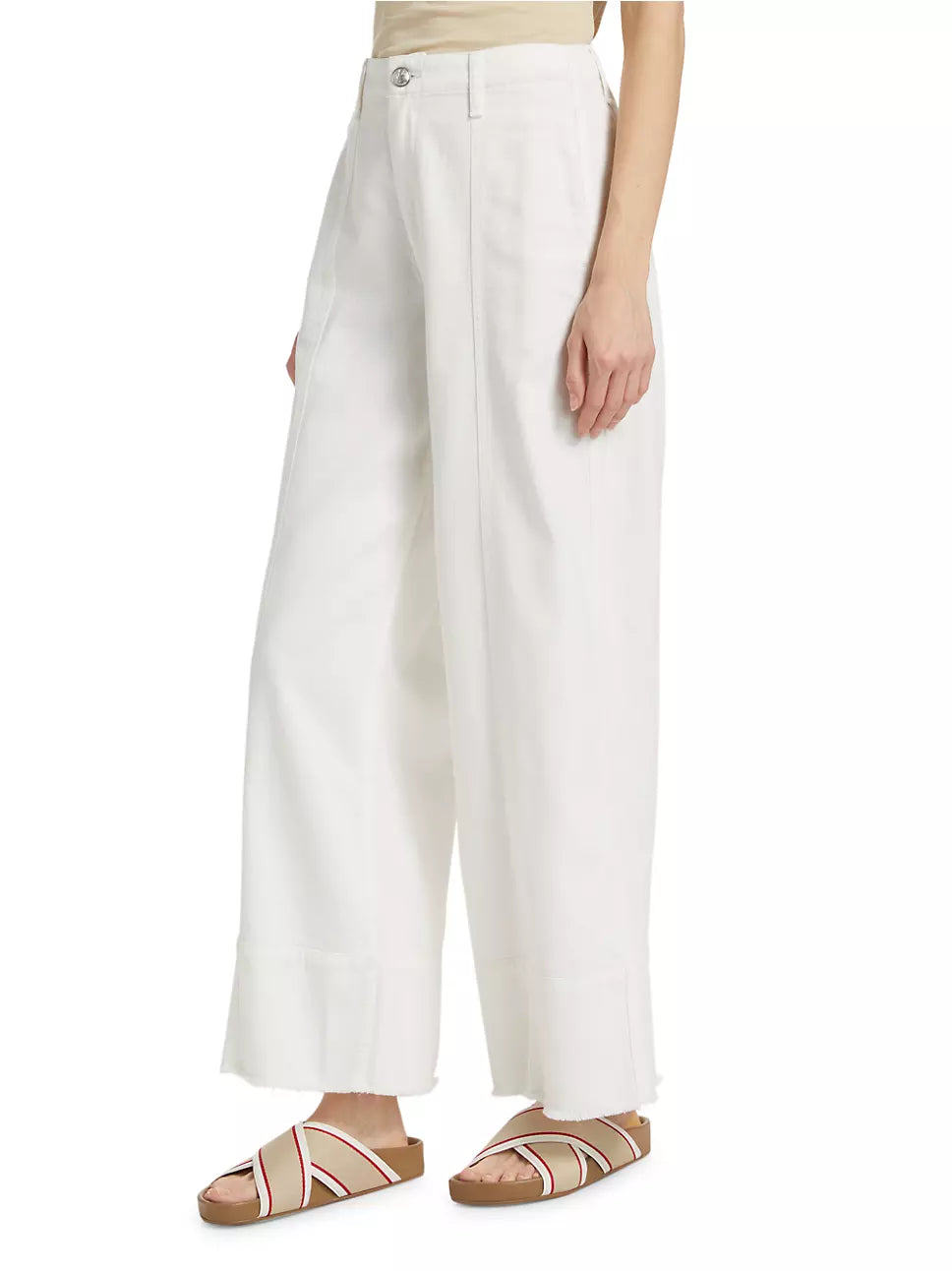 R&B Featherweight Arianna Cropped Palazzo in White