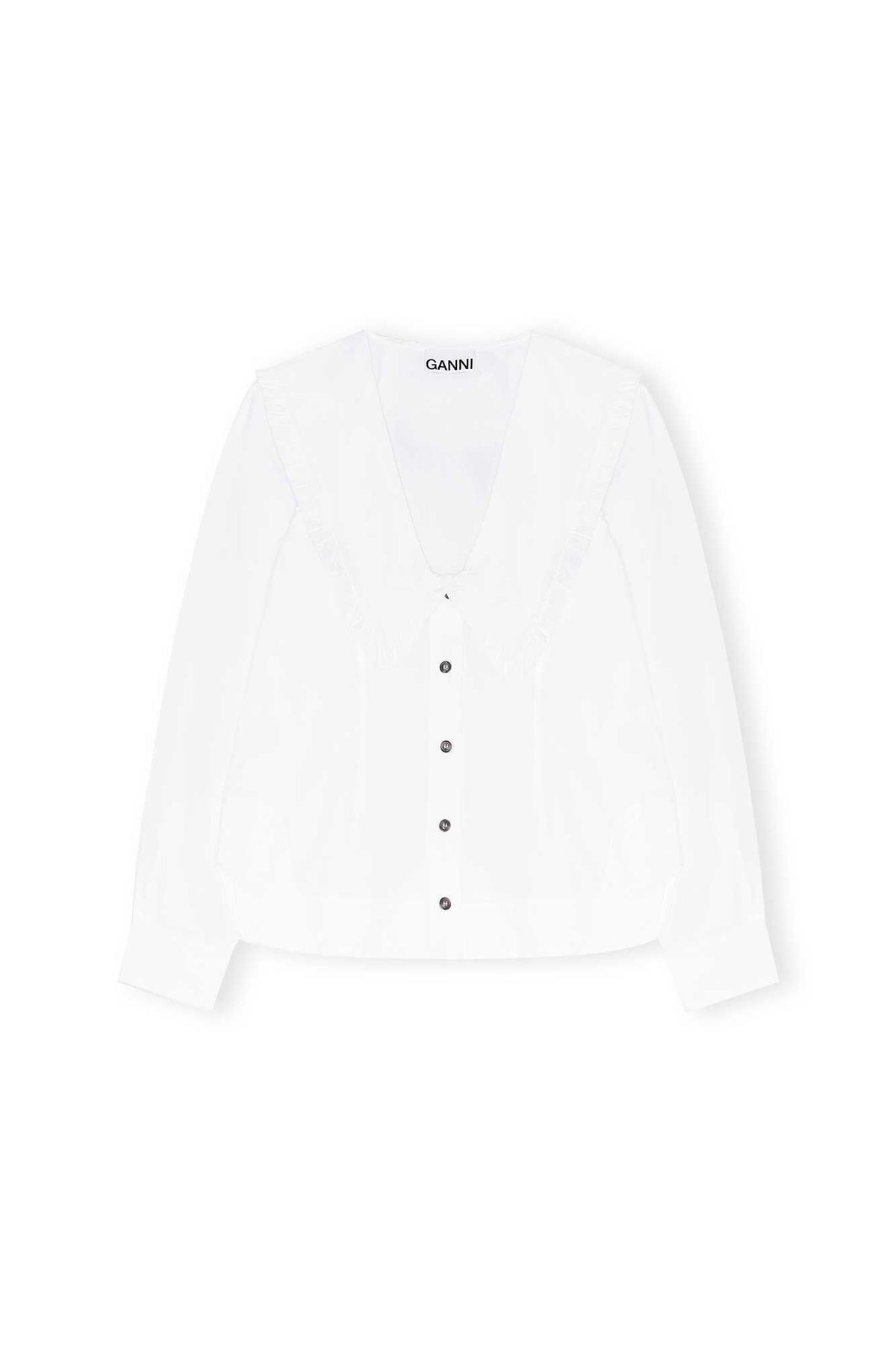 GANNI F5778 V Neck Shirt in White