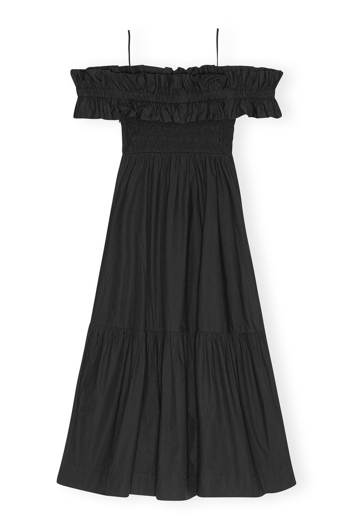GANNI F9168 Cotton Poplin Smock Dress in Black