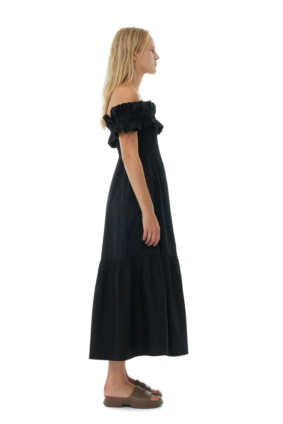 GANNI F9168 Cotton Poplin Smock Dress in Black