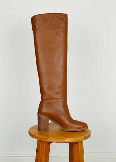 GG Vivienne Knee Leather Boot in Papaya