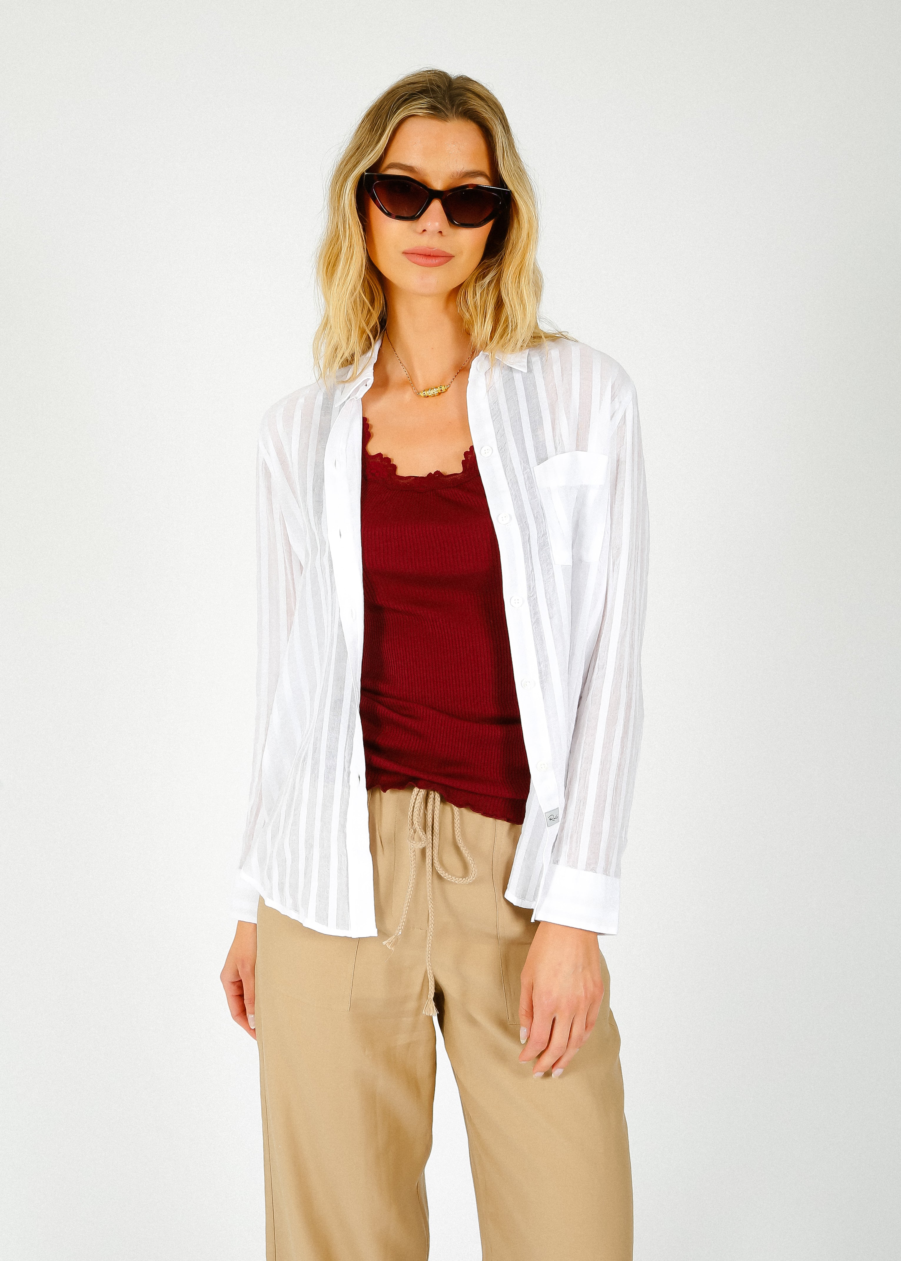 RAILS Charli Shirt in White Shadow Stripe