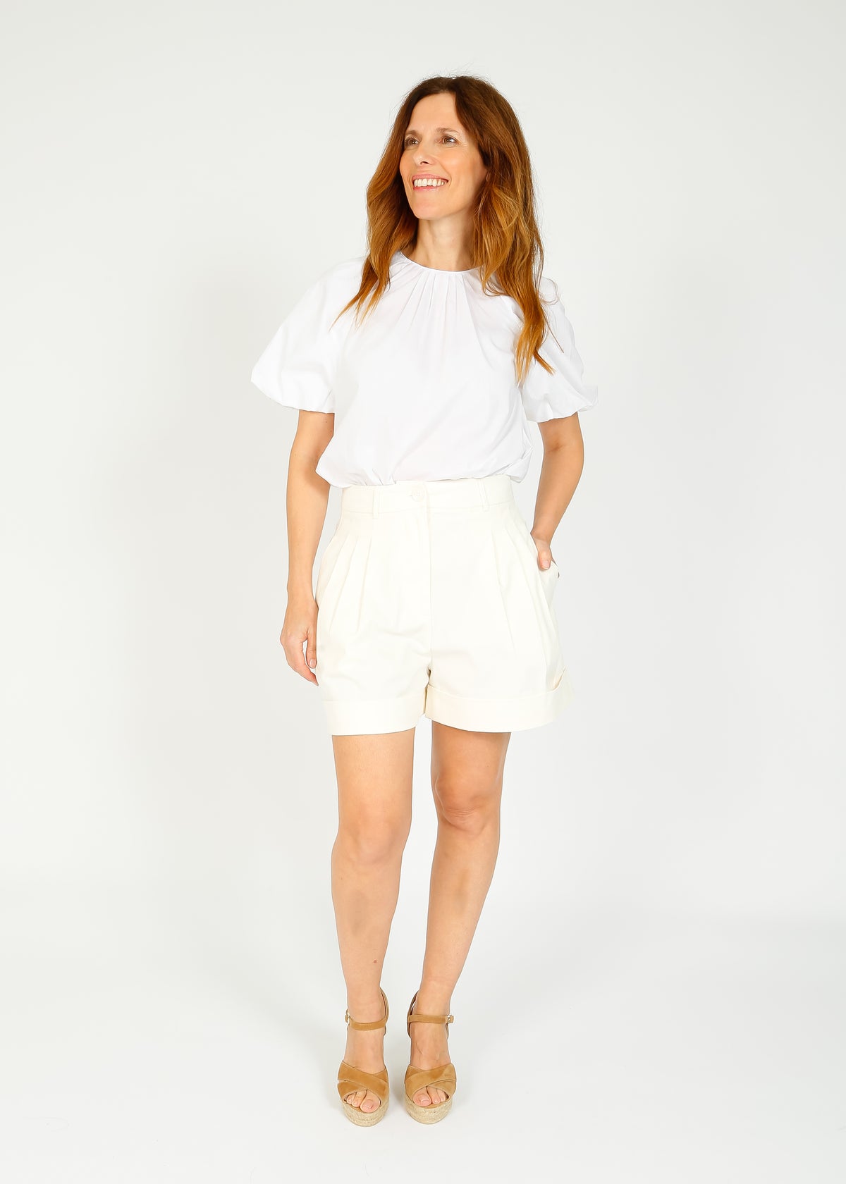 EA Fay Puff Sleeve Top in White