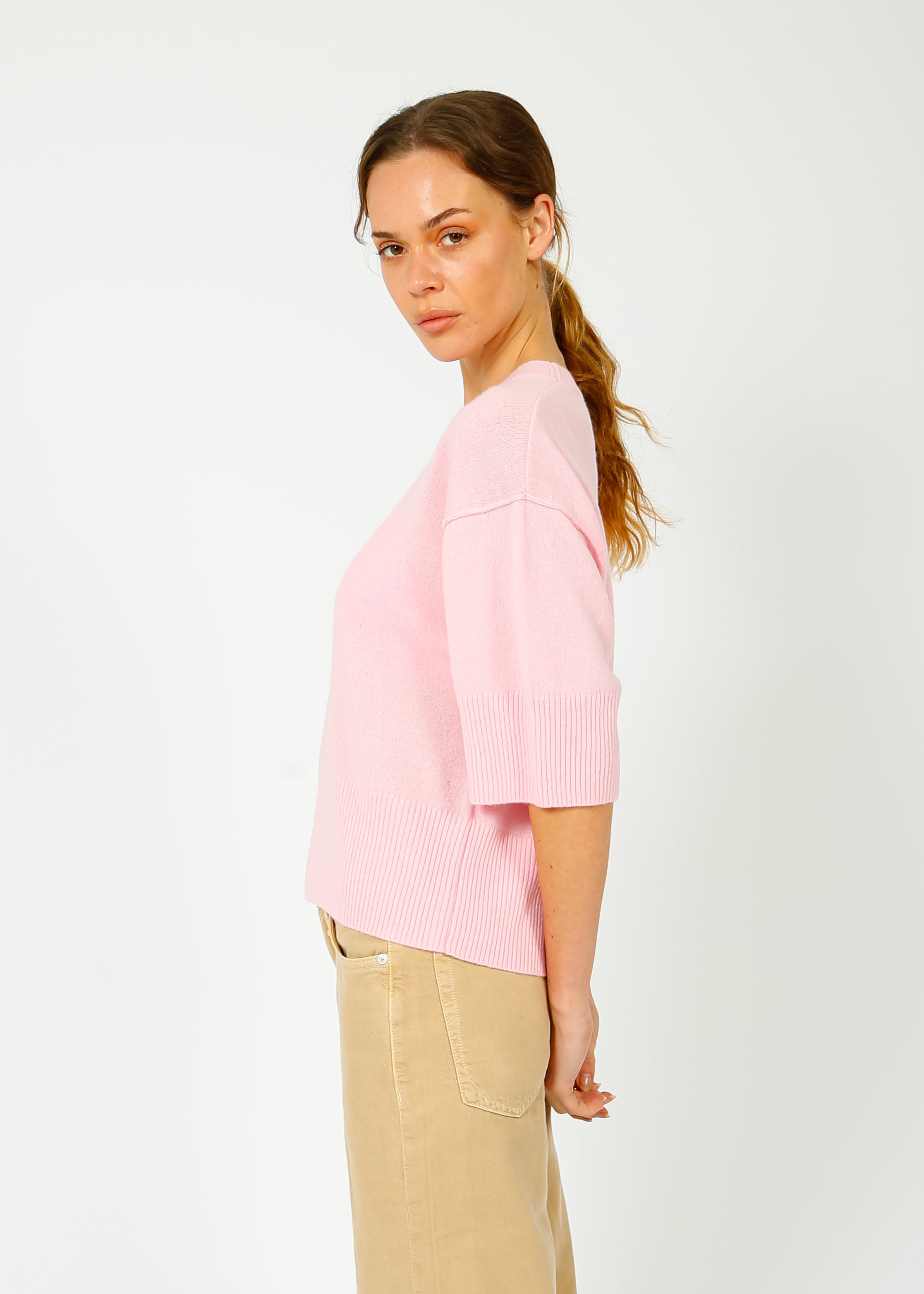 CRUSH Flamenco  Cashmere Mix Tee in Candy Floss