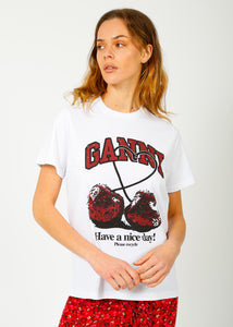 You added <b><u>GANNI T3860 Cherry Relaxed Tee in White</u></b> to your cart.