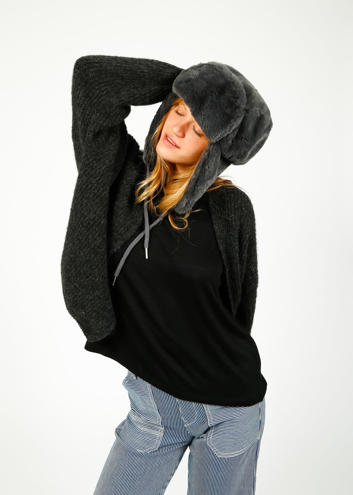 R&P Adele Faux Fur Hat in Night