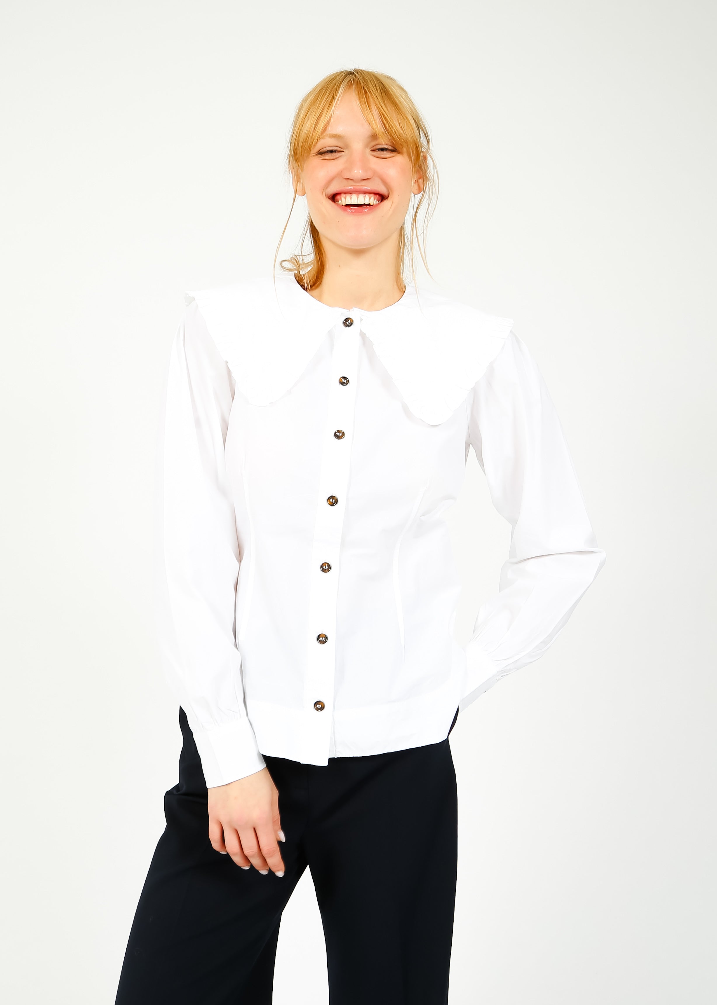 GANNI F5500 Fitted Shirt in White