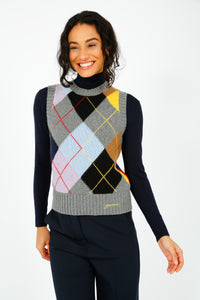 You added <b><u>GANNI K2101 Harlequin Wool Mix Vest in Frost Grey</u></b> to your cart.