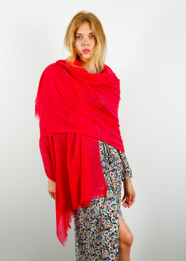 CALEIDO Cashmere Gauze Scarf in Bright Rose