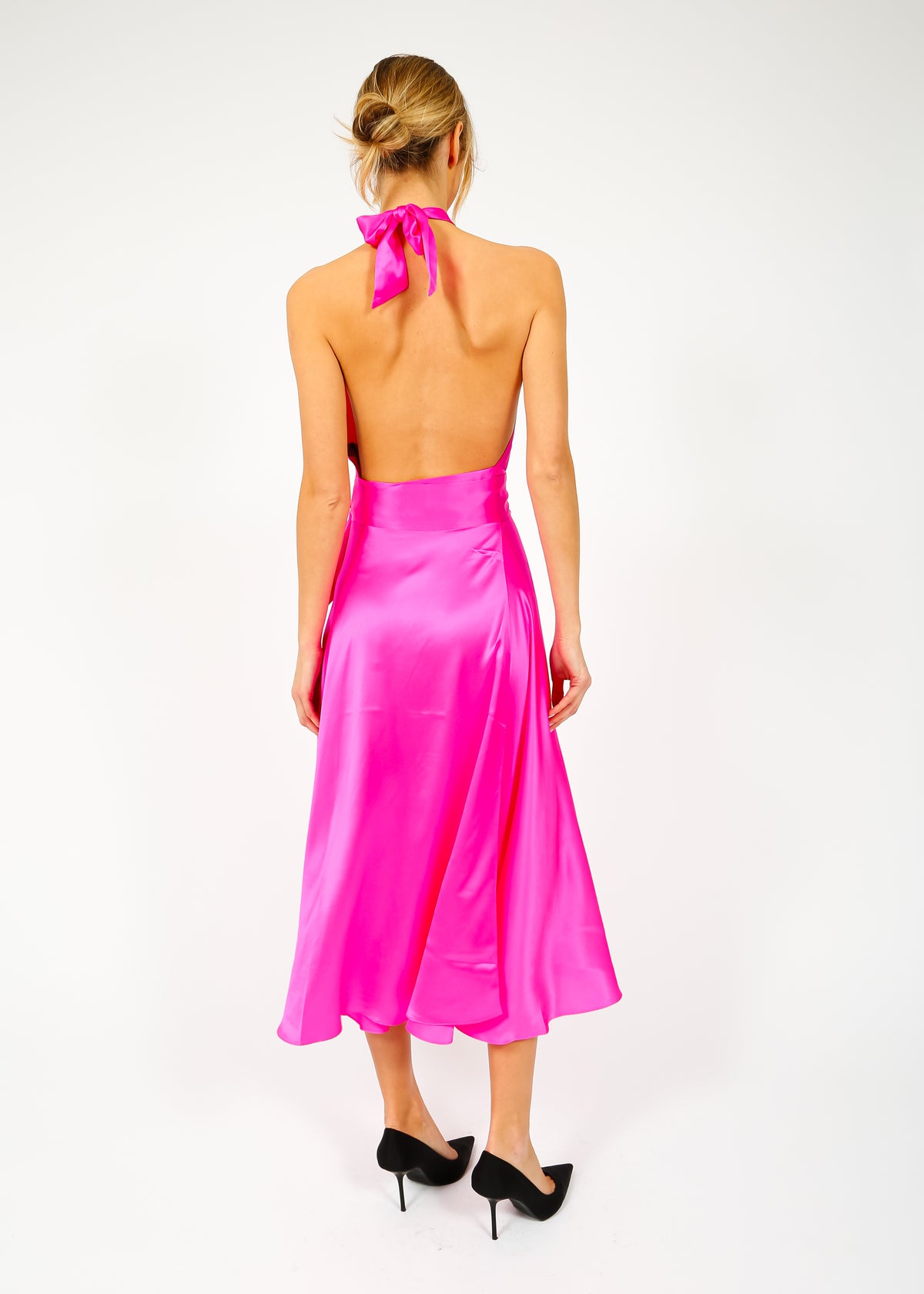 HARMUR Midi Wrap Dress in Pink Glow