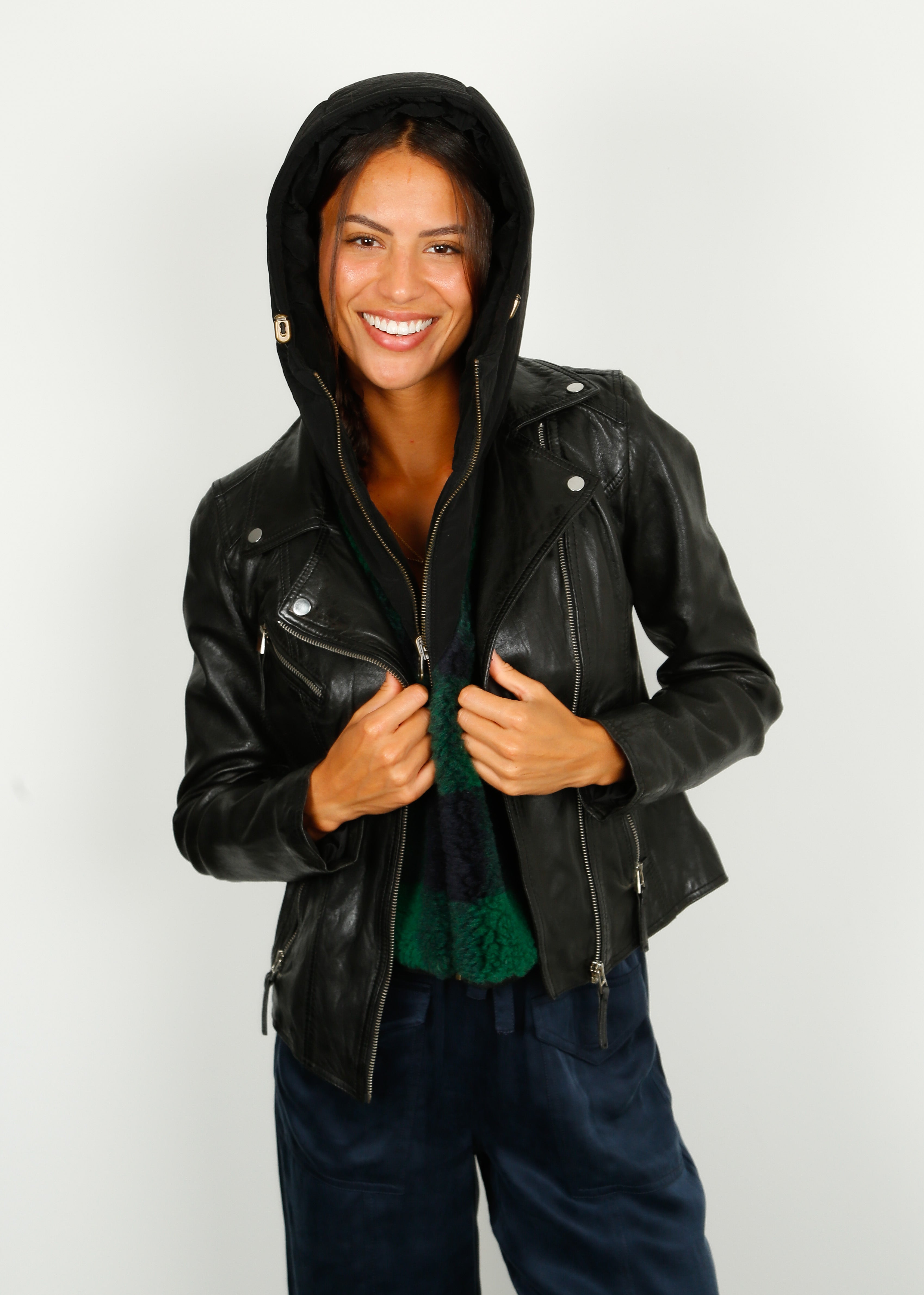 OW Clips Leather Jacket in Black