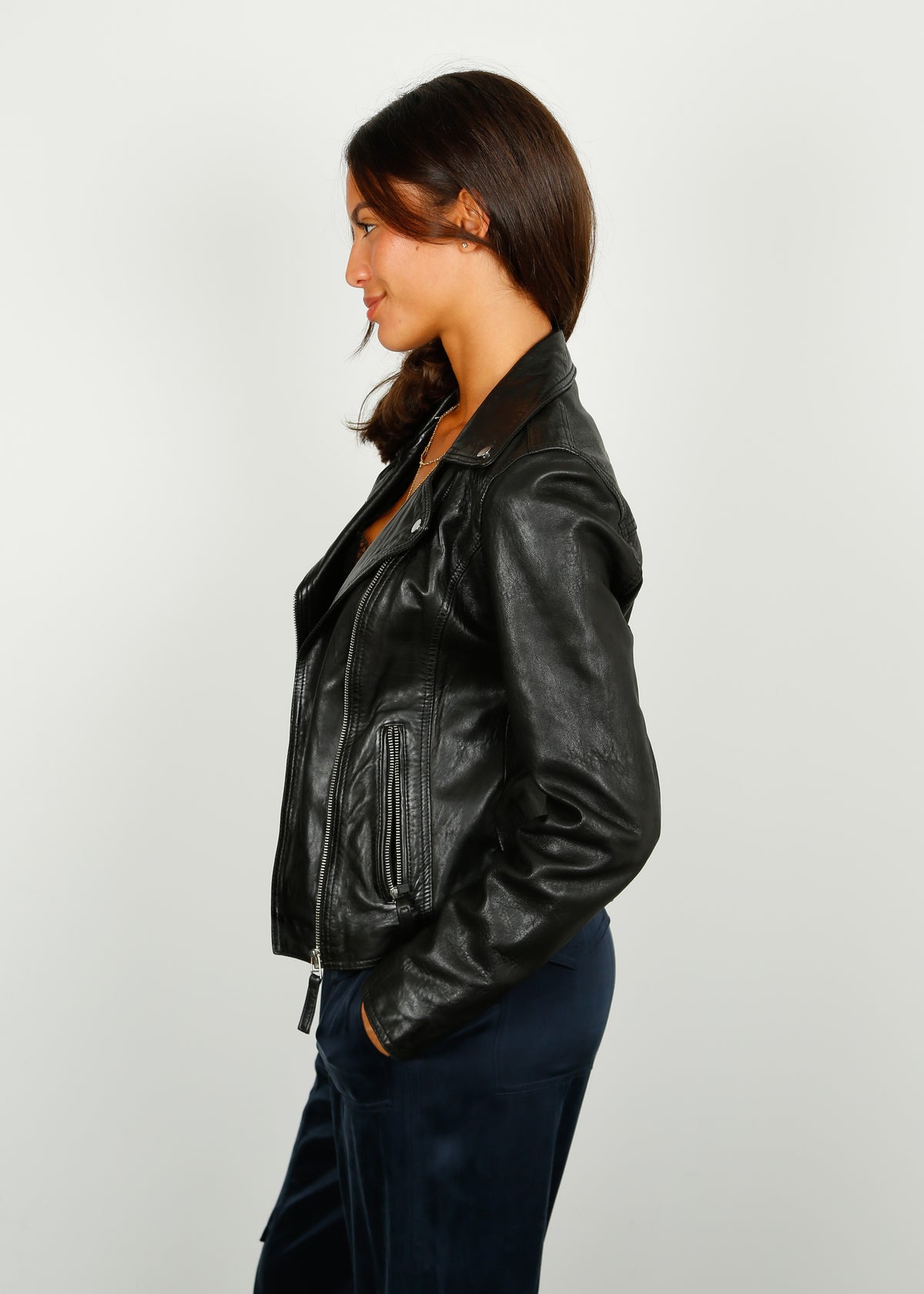 OW Clips Leather Jacket in Black