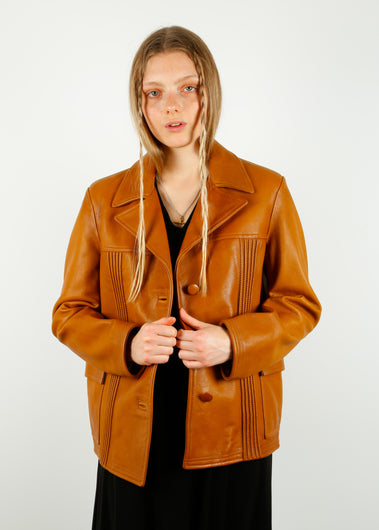 GG Journey Waxed Nappa Jacket in Bronze Brown