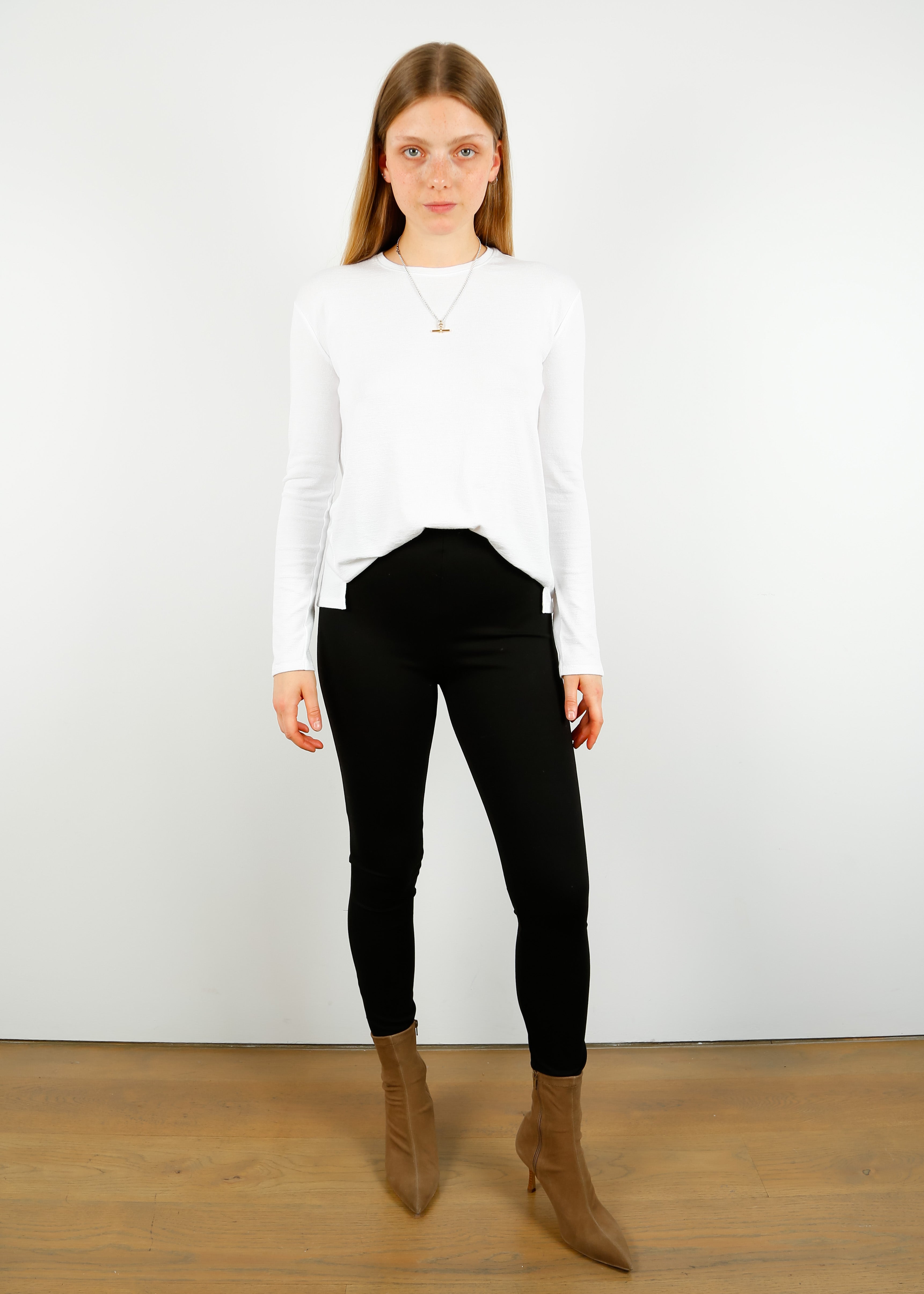 R&B The Knit Long Sleeve Top in White