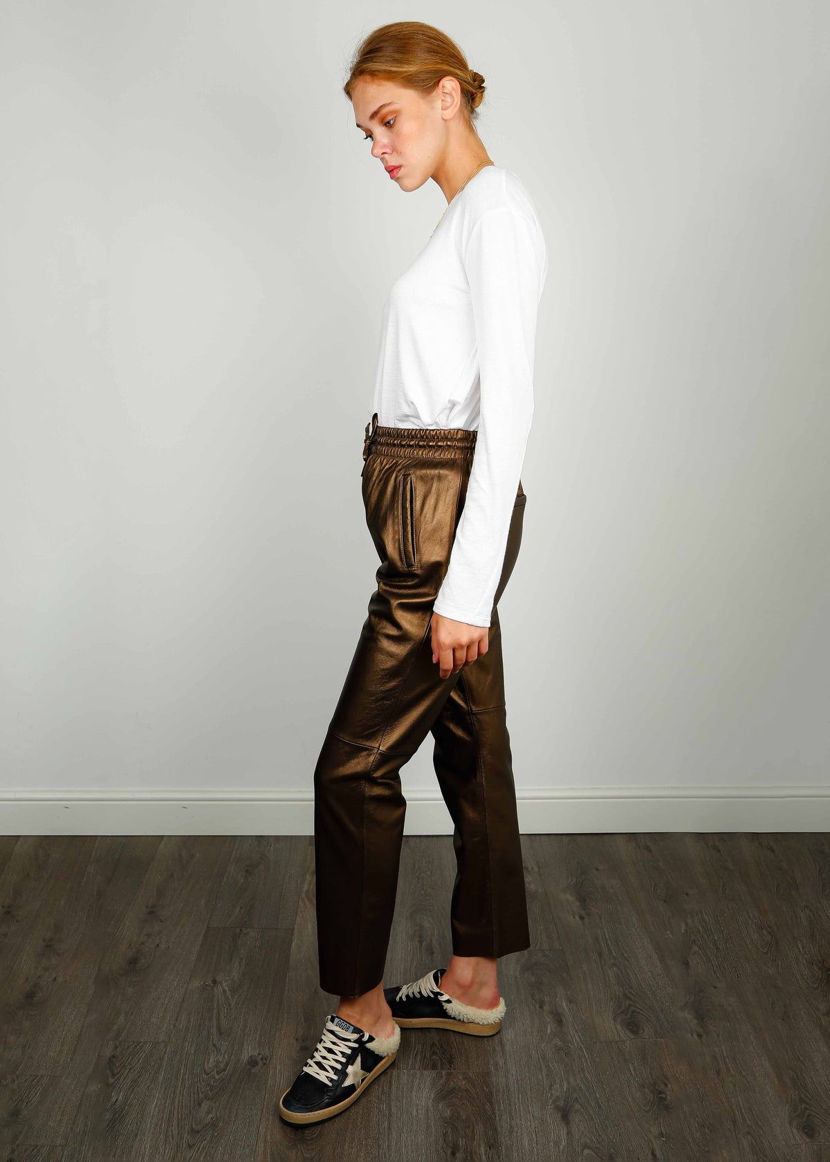OW Gift Leather Trousers in Metallic – shopatanna