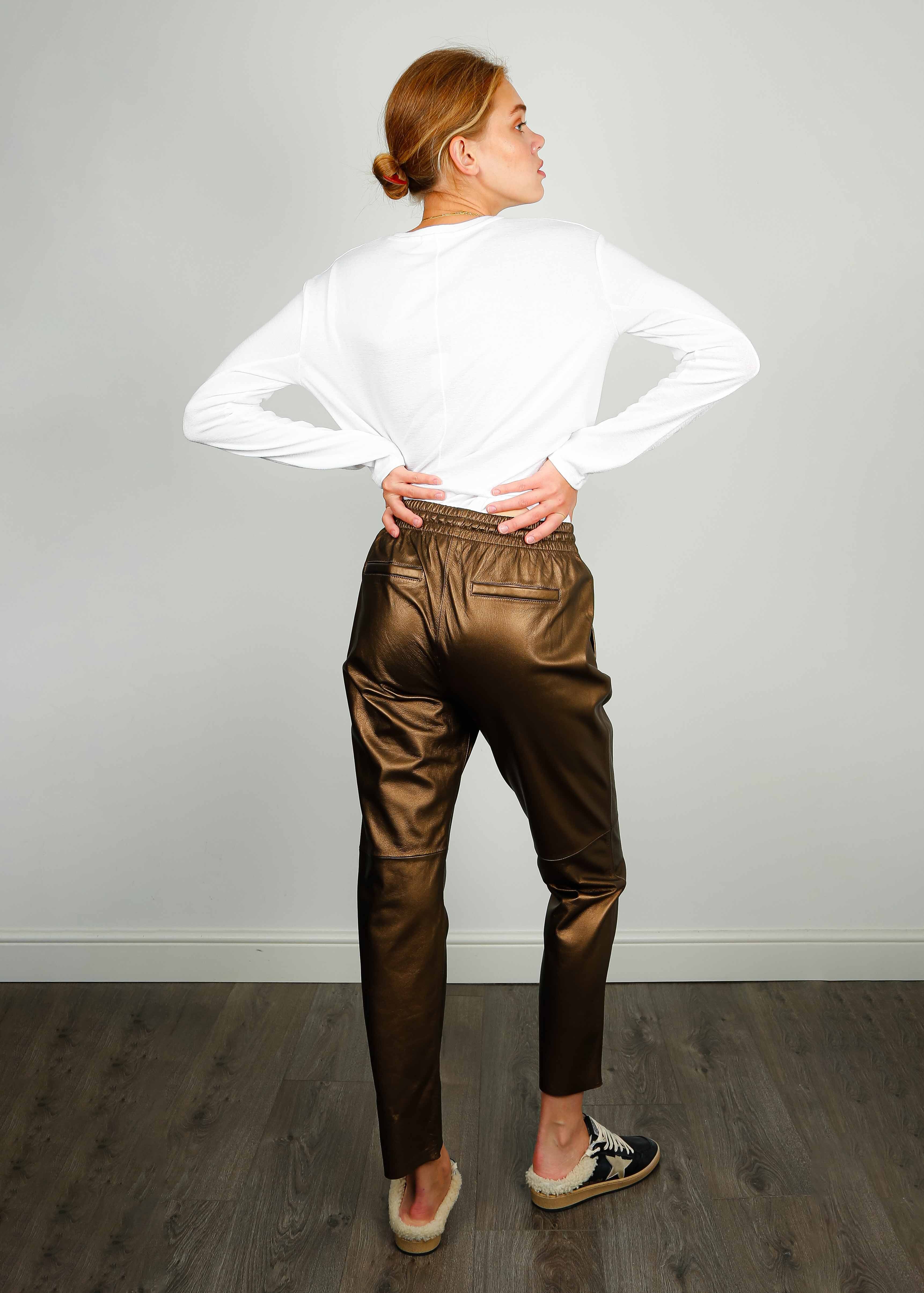 OW Gift Leather Trousers in Metallic