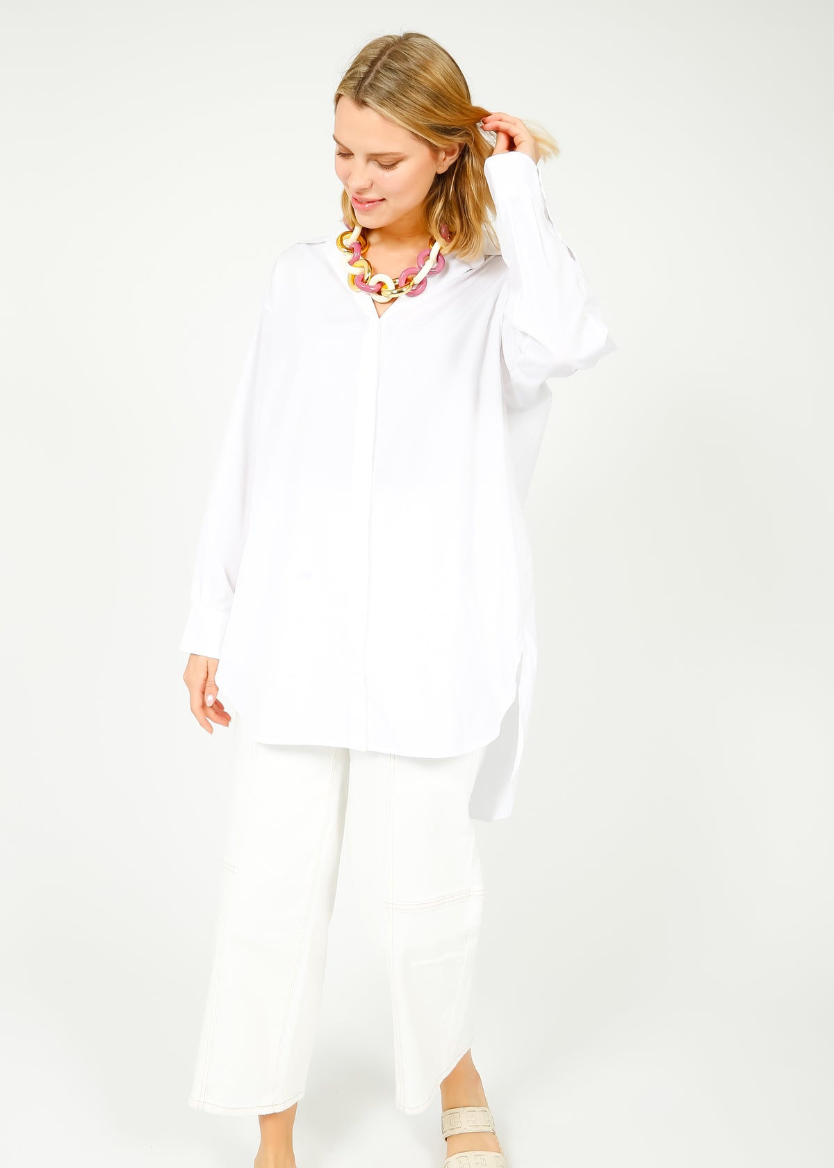R&B Fia Poplin Shirt in White