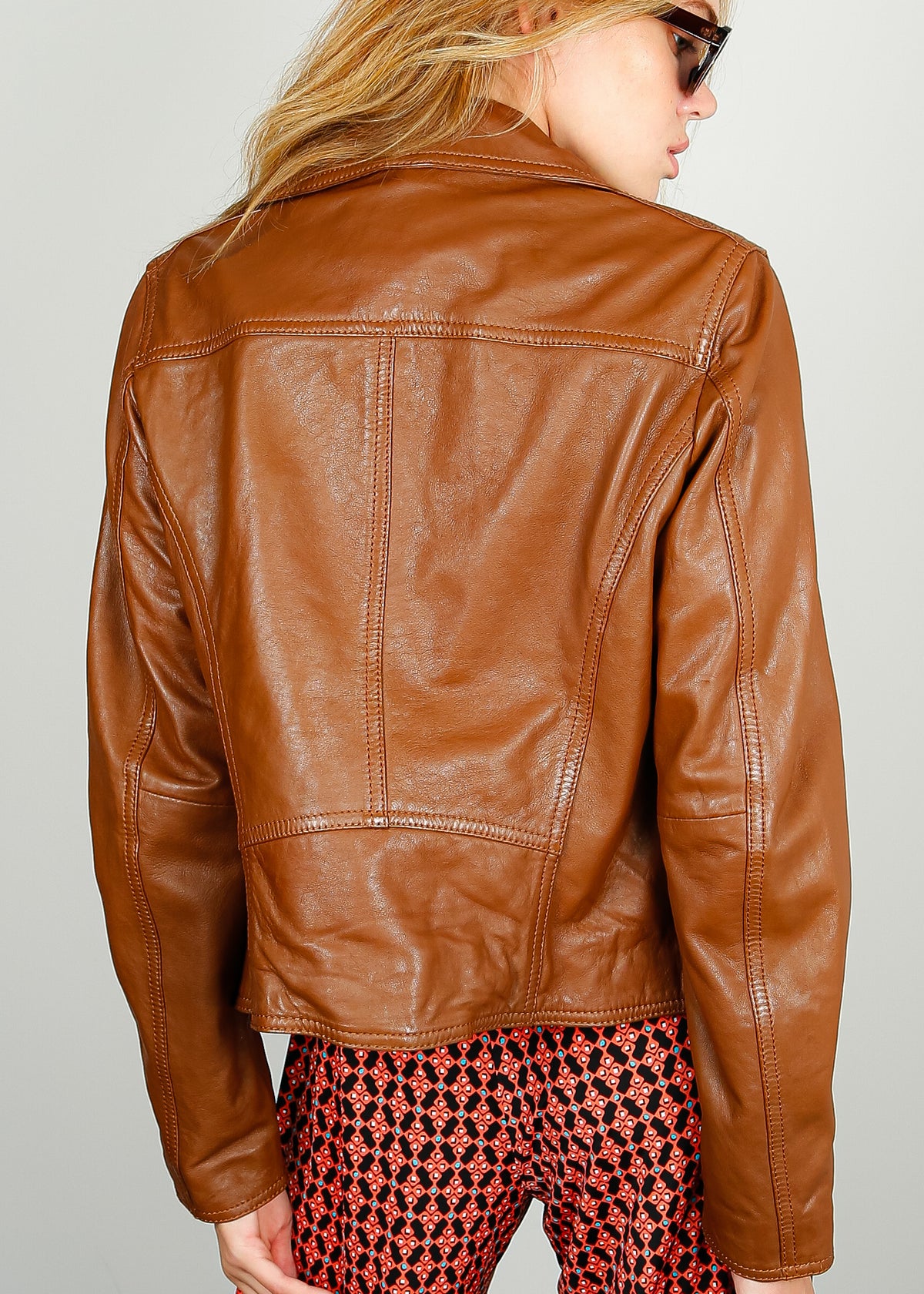 OW Clips Leather Jacket in Whisky