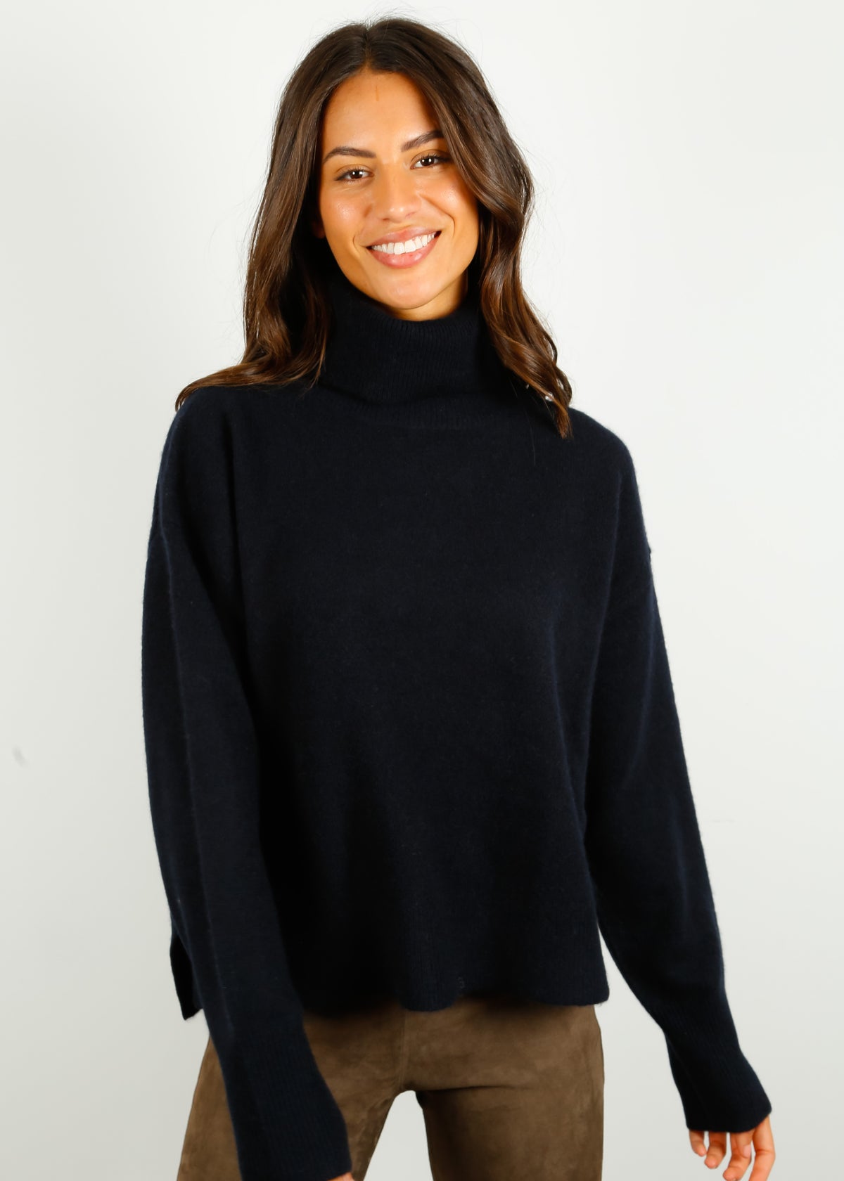 JOSEPH High Neck Brushed Cashmere in Navy