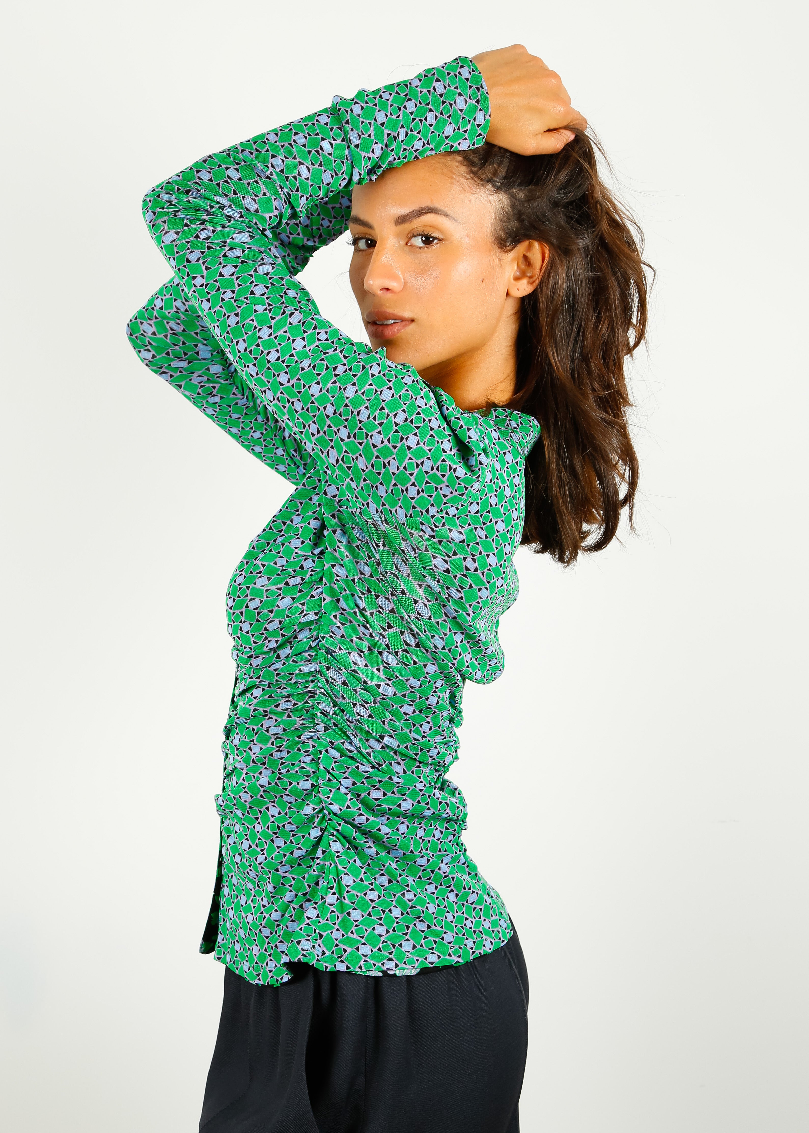 DVF Nathaniel Reversible Top in Dots Blossom,Venice Geo