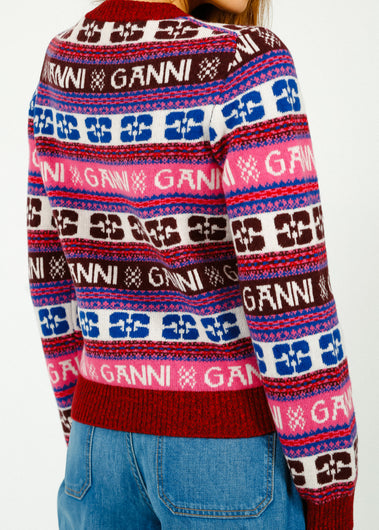 GANNI K2123 Logo Wool Knit in Multi