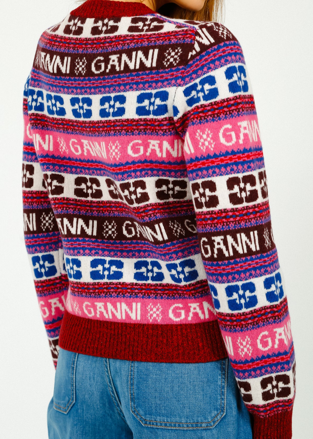 GANNI K2123 Logo Wool Knit in Multi