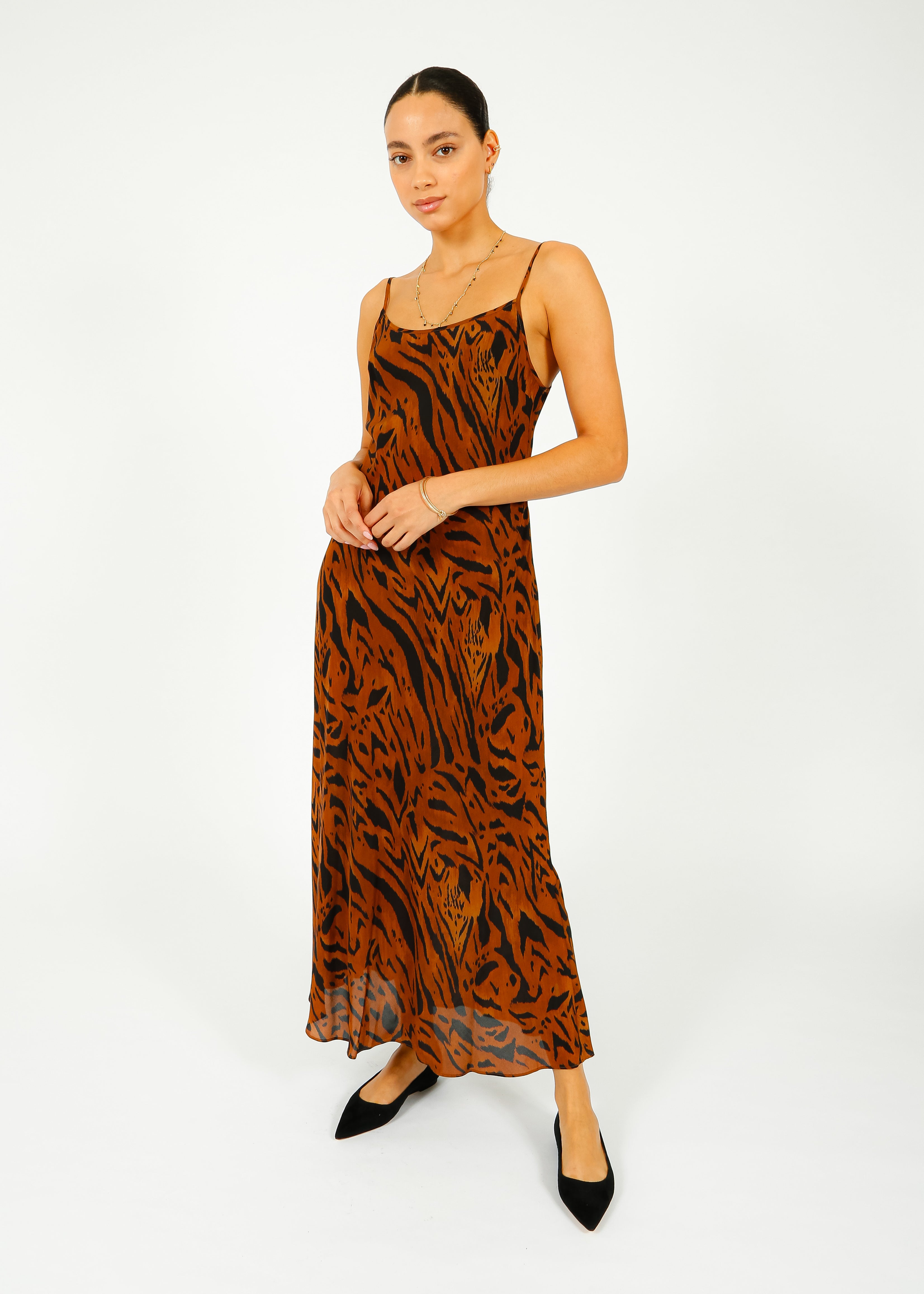 RIXO Holly Dress in Tiger Stripe