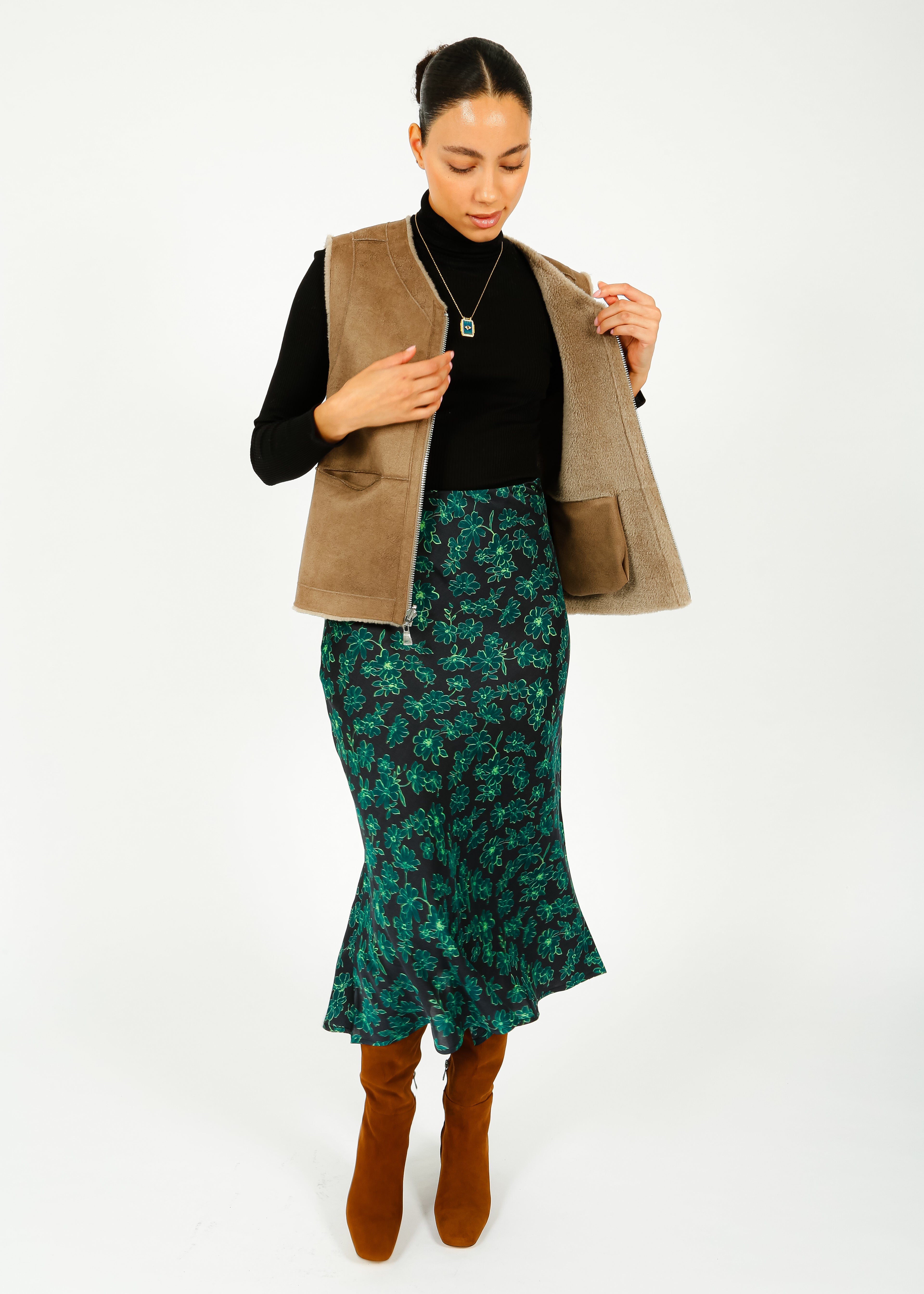 PPL Rea Skirt in Sketch Floral 02 Green