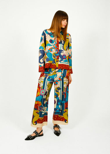 MM Fano Printed Trousers in Foulard Fantasy
