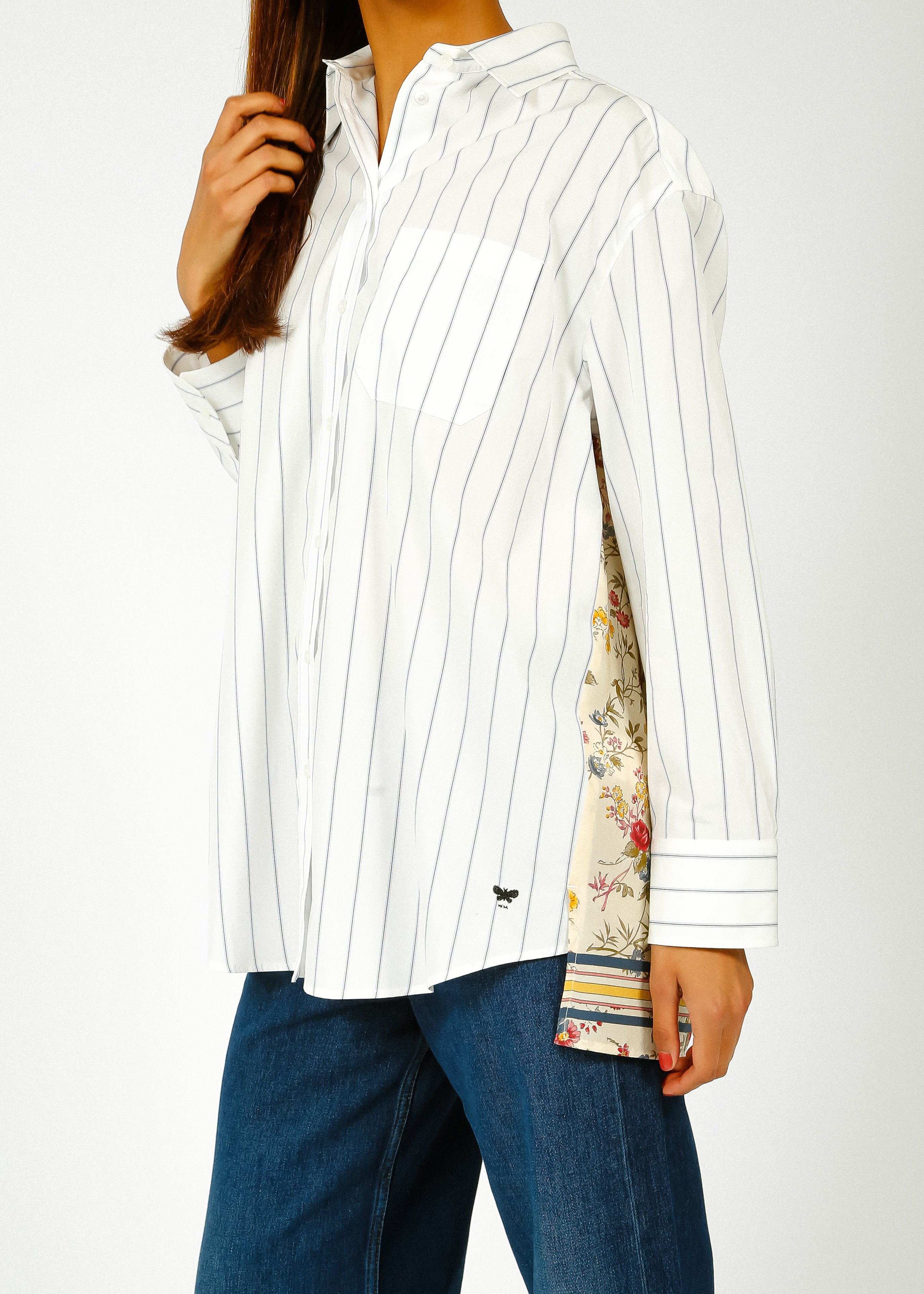 MM Corolla Stripe Shirt in Navy, Floral