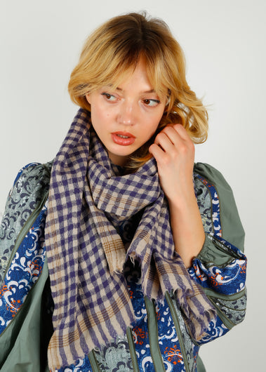 MOISMONT 693 Tiny Check Scarf in Violette