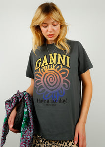 You added <b><u>GANNI T3717 Flower Relaxed Tee in Volcanic Ash</u></b> to your cart.