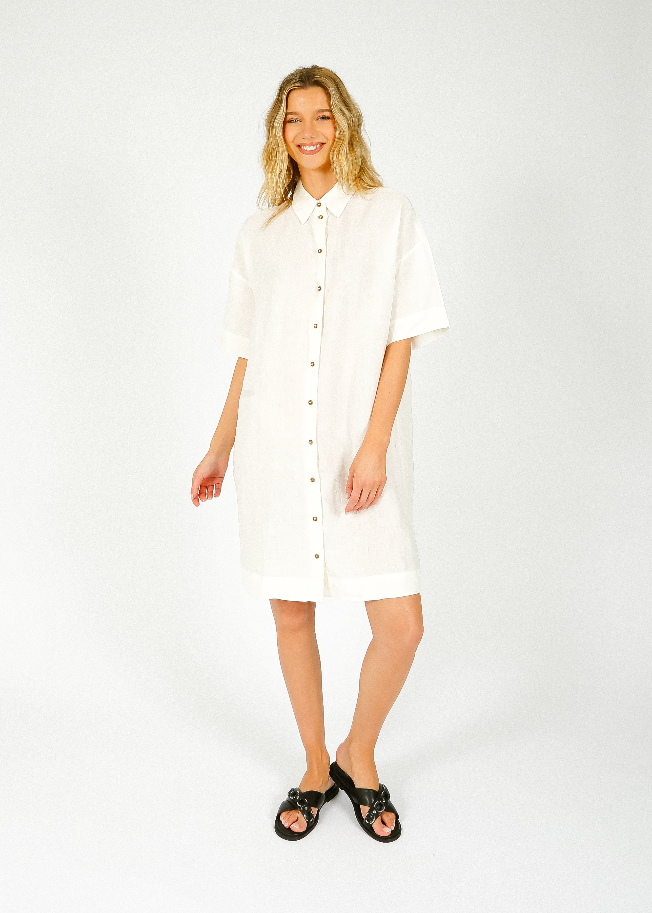 SLF Linnie Linen Shirt Dress in White