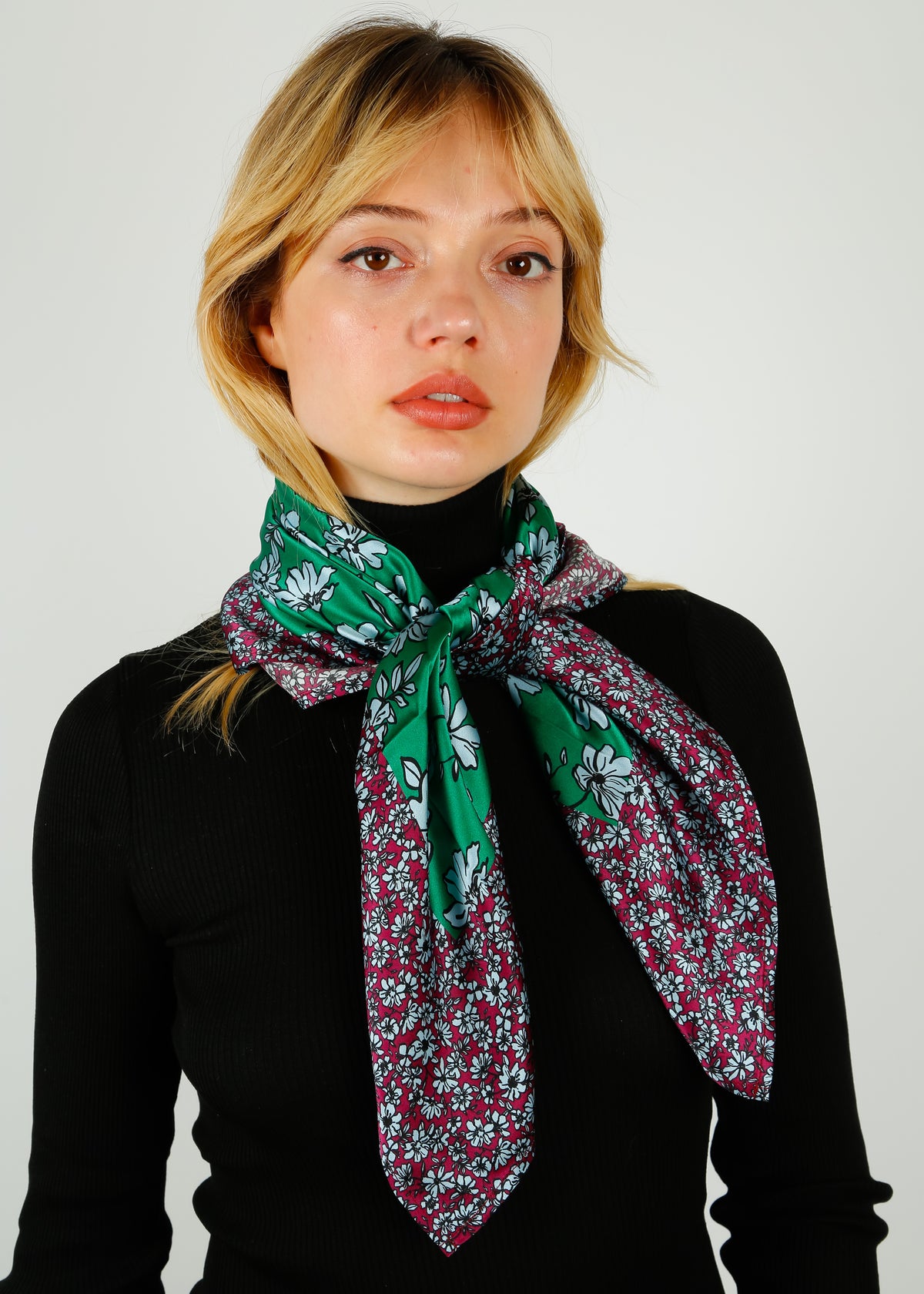PPL Pheobe Large Scarf in Sketch Floral, Ditsy Purple, Green, Blue