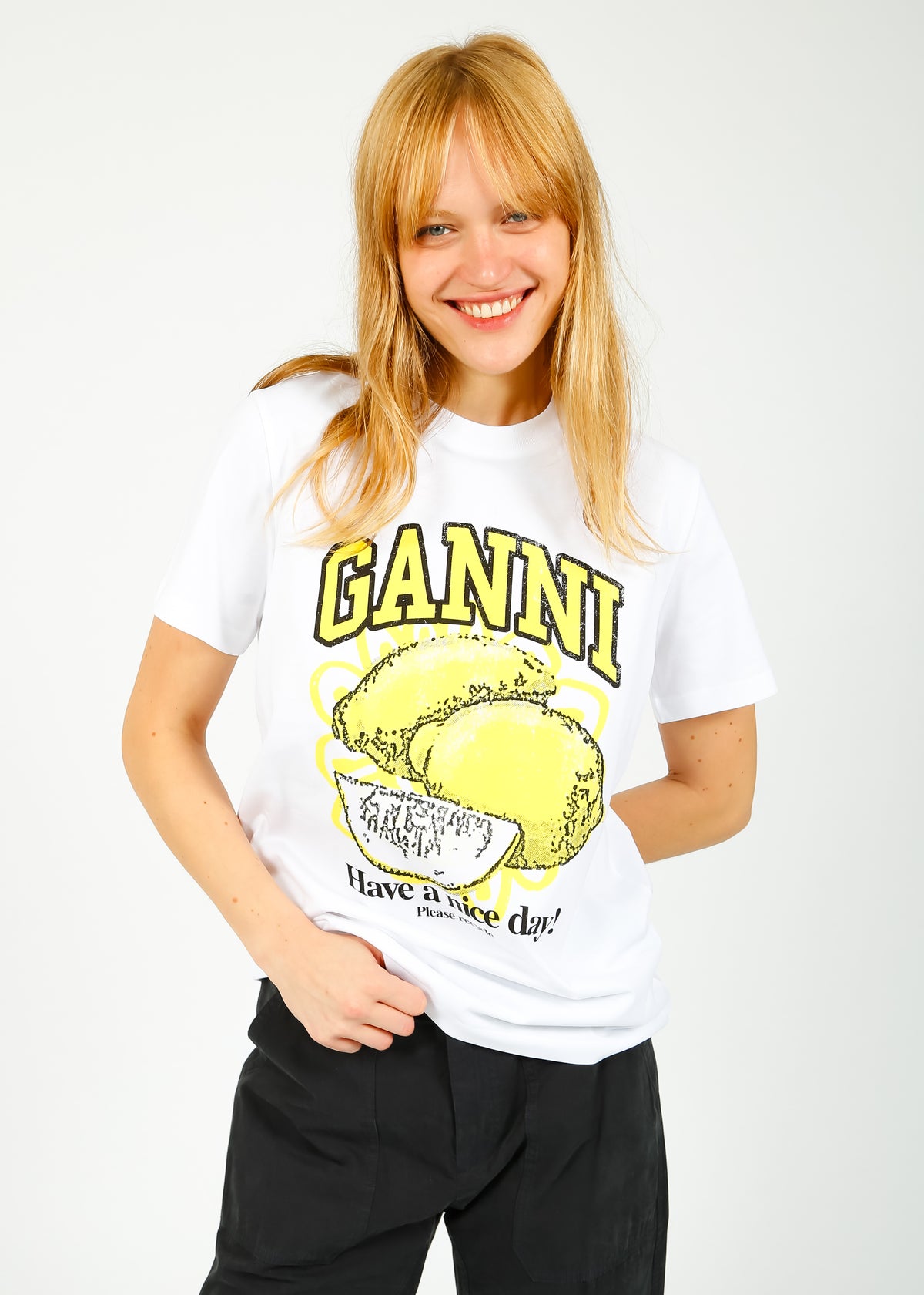 GANNI T3768 Basic Jersey Relaxed Tee in White
