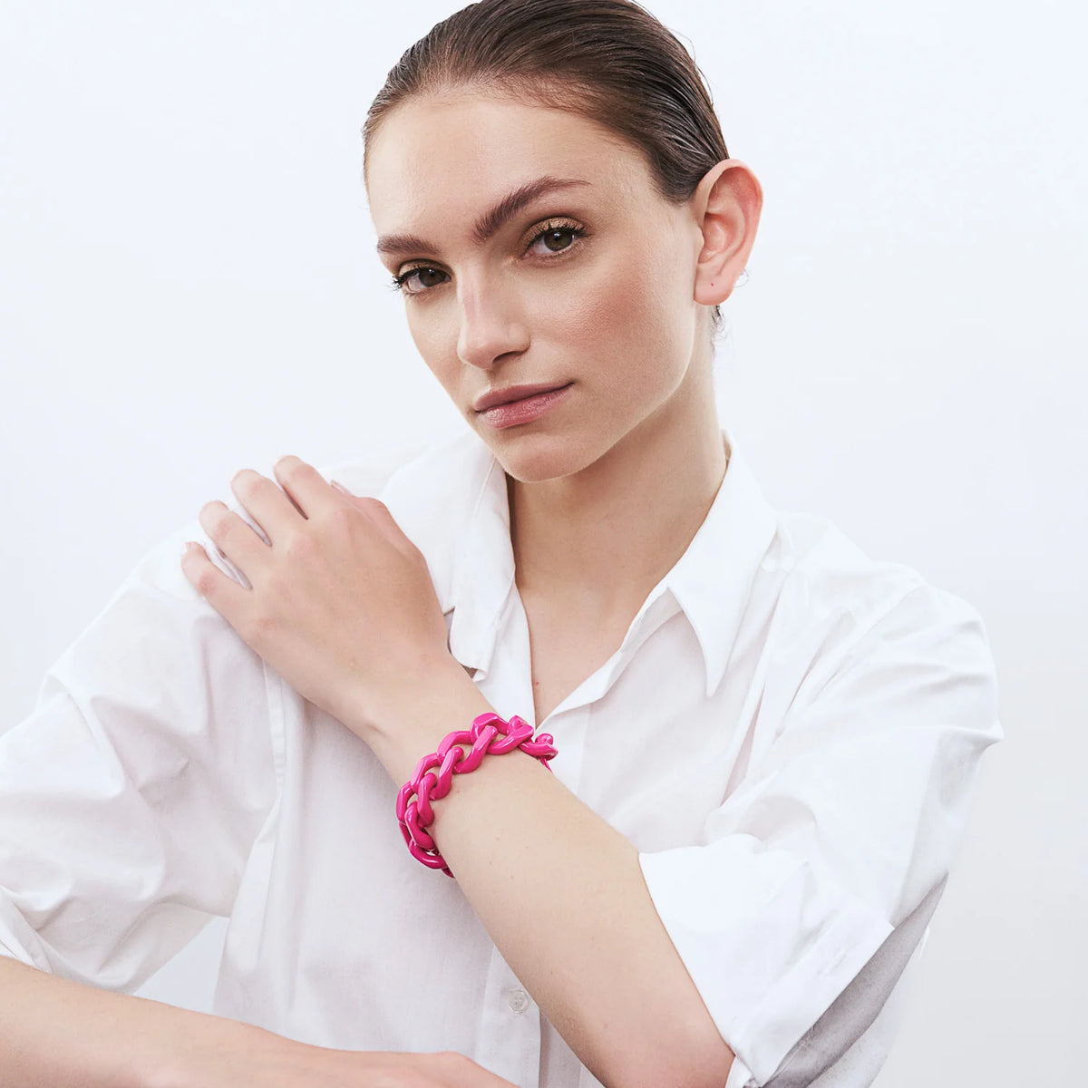 VBARONI Flat Chain Bracelet in Pink