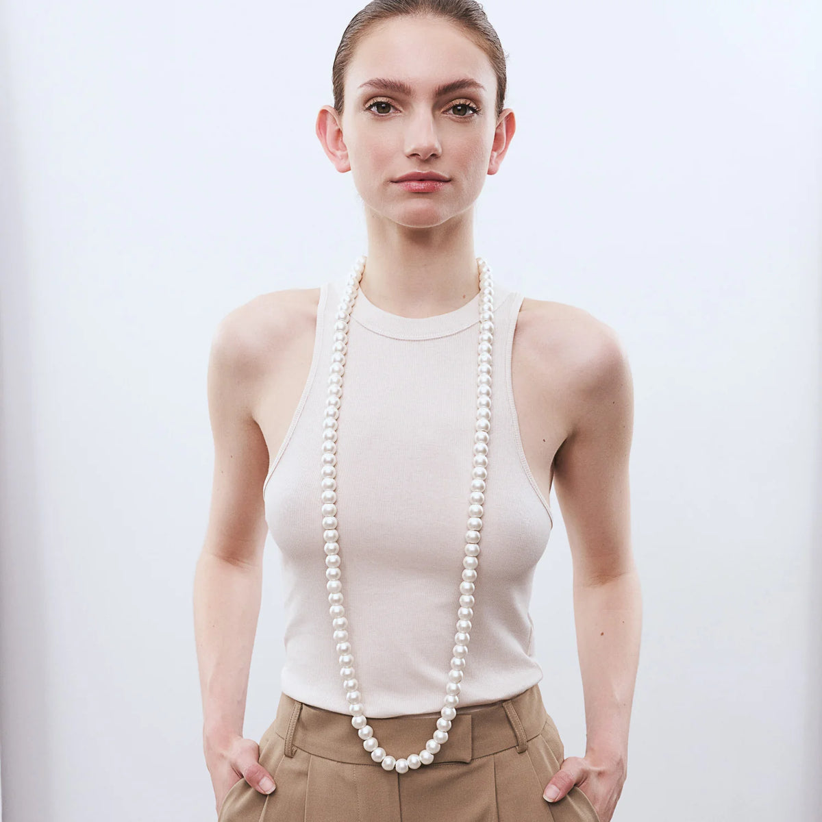 VBARONI Pearl Long Necklace