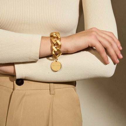 VBARONI Flat Chain Bracelet in Gold Vintage