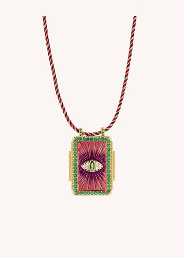 MYA BAY Bohemian Eye Necklace in Fuchsia