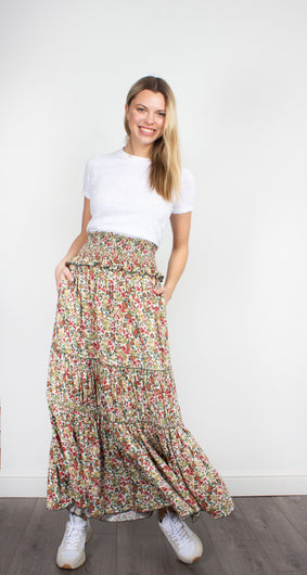 Loretta Caponi Romee floral-print maxi skirt