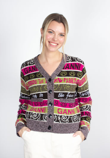 GANNI Wool Mix Cardigan in Multicolour