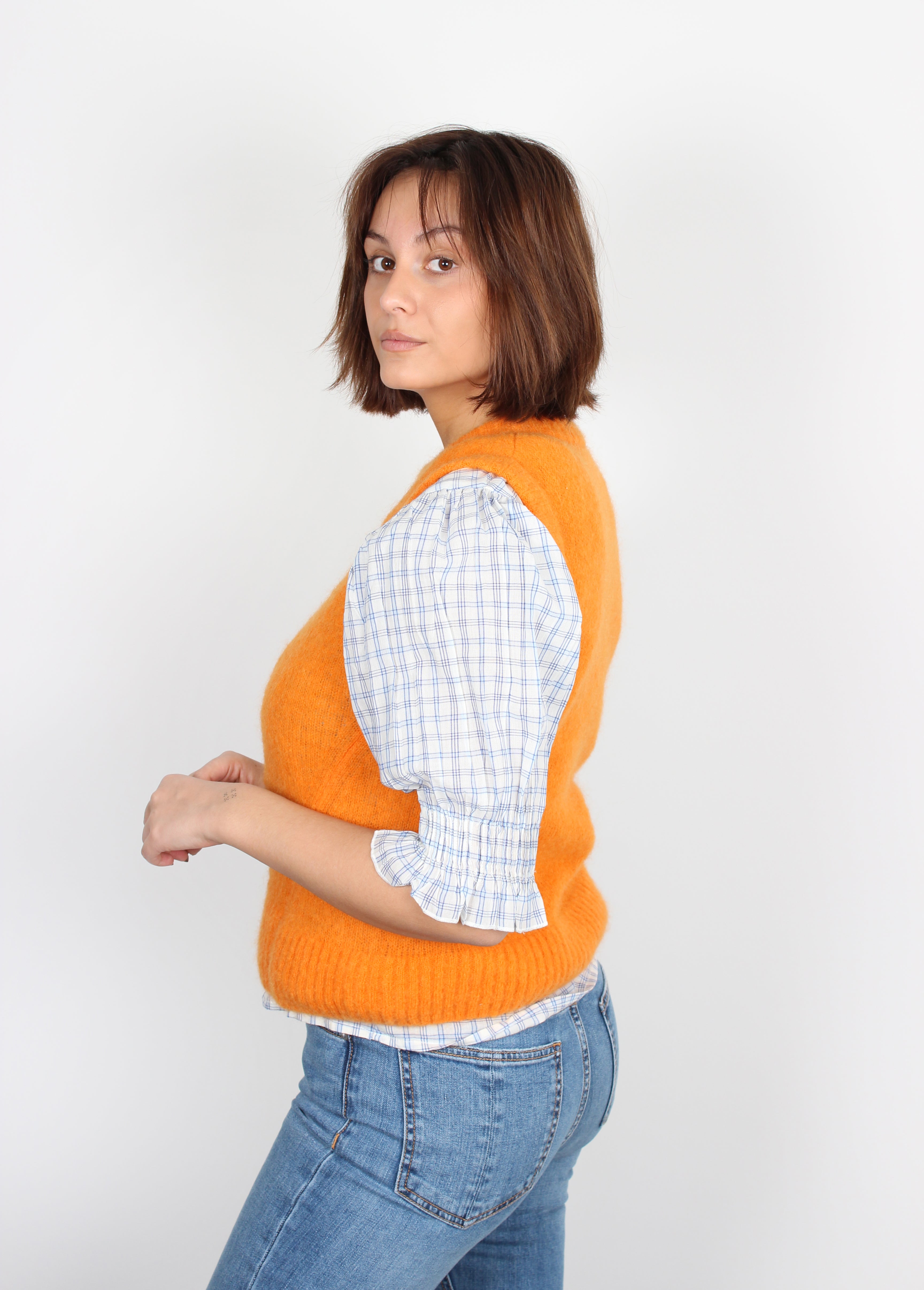 Leon & Harper Mochi sleeveless orange knit