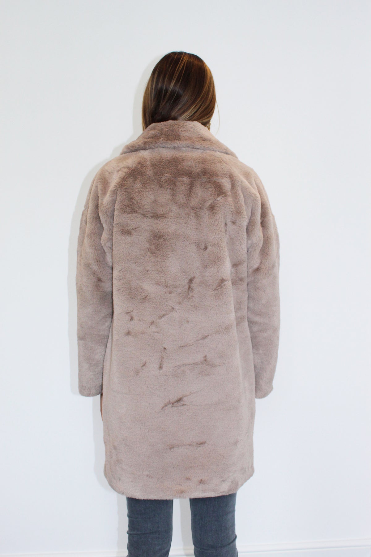 R&P Joela Faux Fur Coat in Silver Cloud