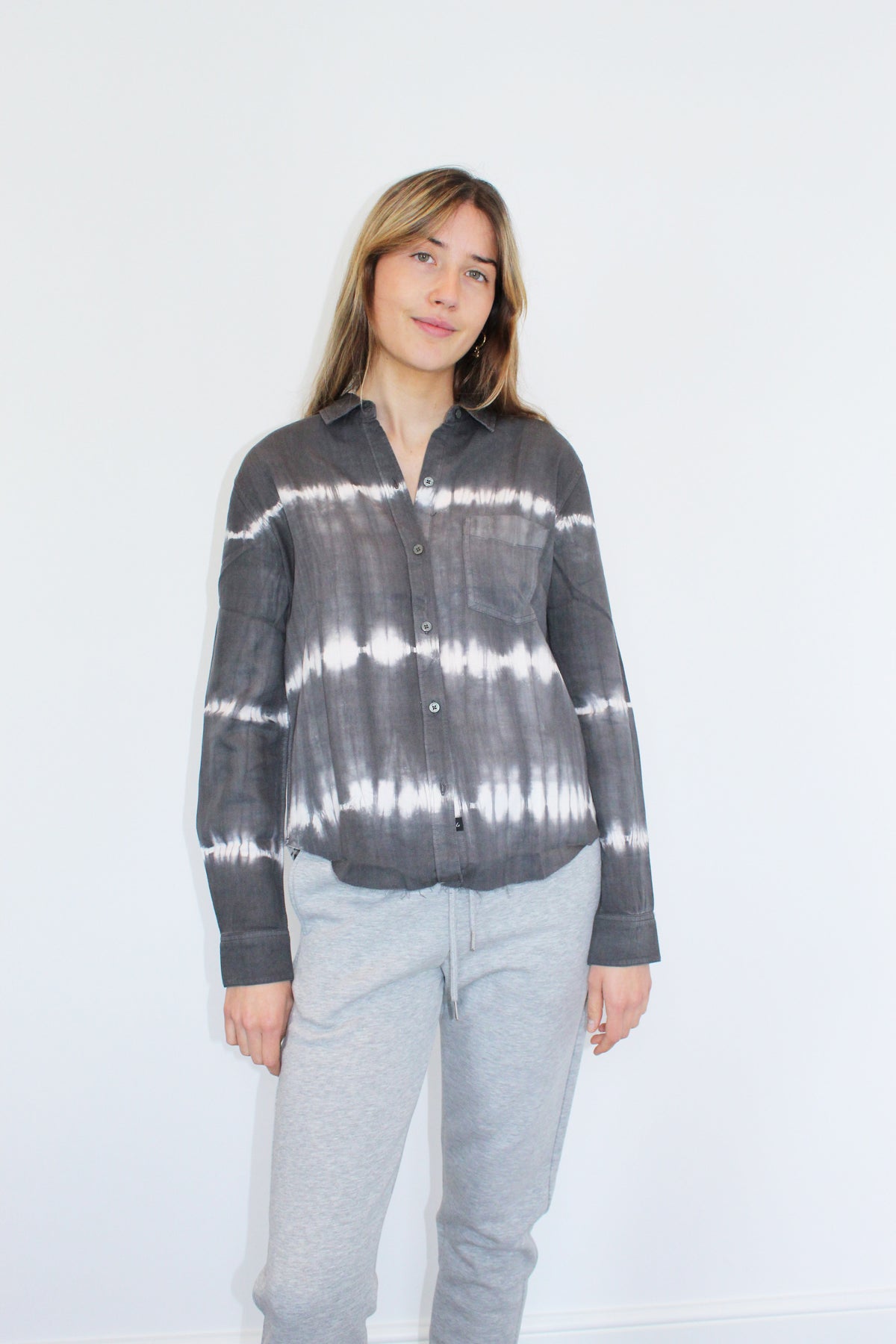 RAILS Ingrid Raw Shirt in Coal with White Waves